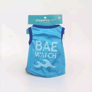 Studio 74 Pet Apparel Small Light Blue Bae Watch Graphic Print New With Tags